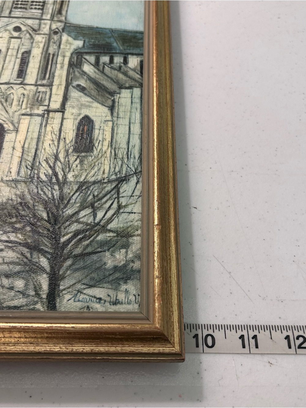 Vintage Maurice Utrillo 1939 Eglise De Royan Church Street Scene 22x10 Framed - Picture 10 of 10
